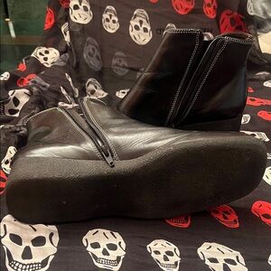 A Marinelli Black Leather Platform Boots